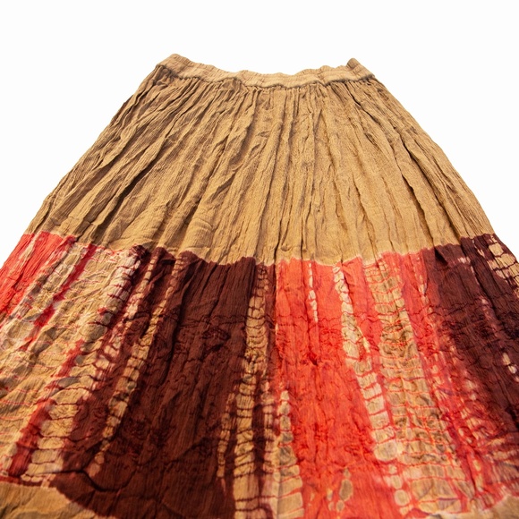 Boho Flow Hippie Tie Dye Tan Maxi Skirt - Picture 5 of 15